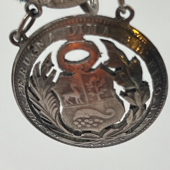 Puerto Rico 2 coin medallion clip sterling silver earrings Puerto Rico earrings - Picture 3 of 6